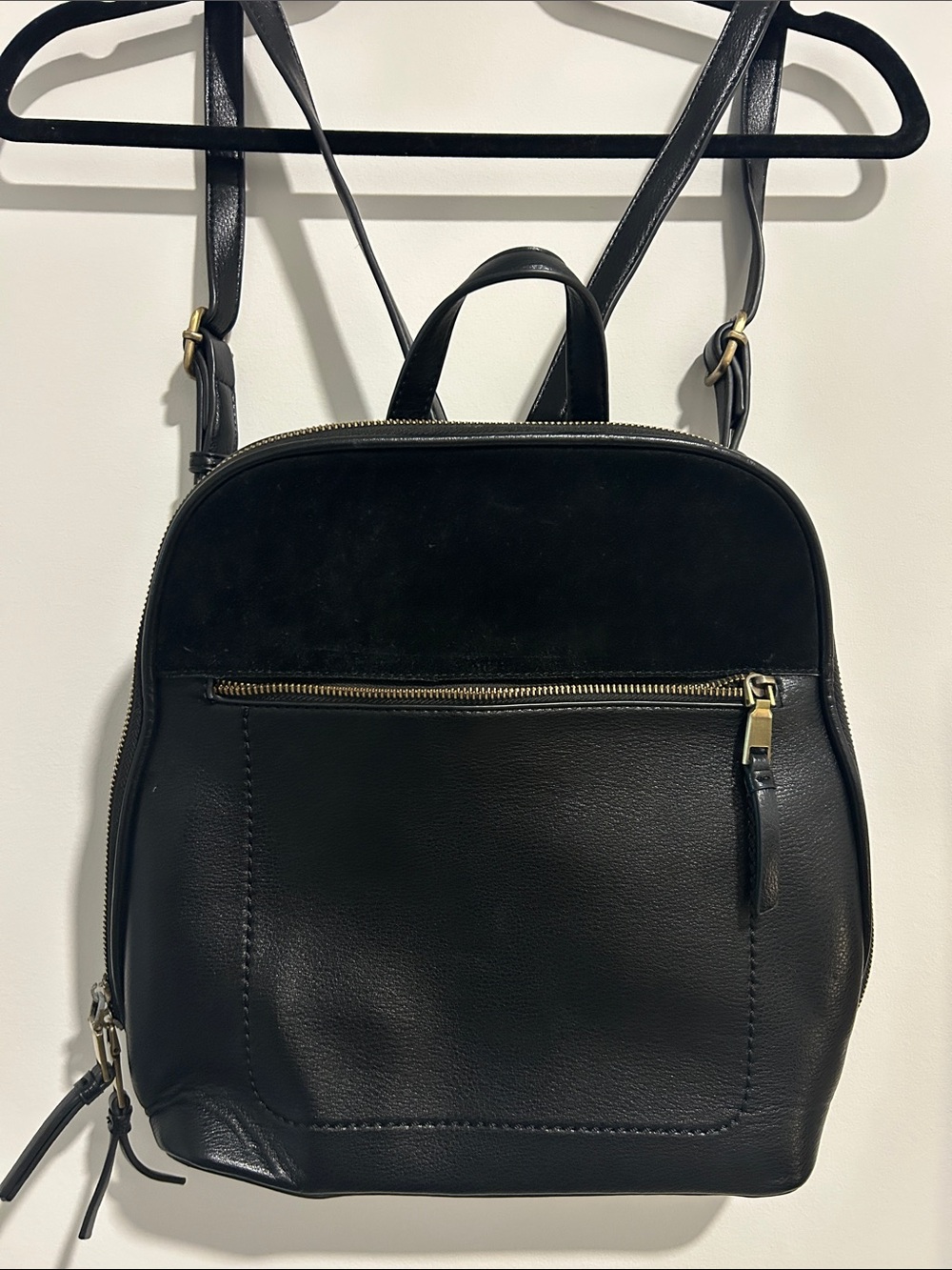 Classic Black Leather Backpack